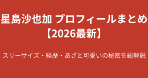 【2026最新】星島沙也加のプロフィール総まとめ！スリーサイズ・経歴・あざと可愛いキャラの秘密を徹底解説