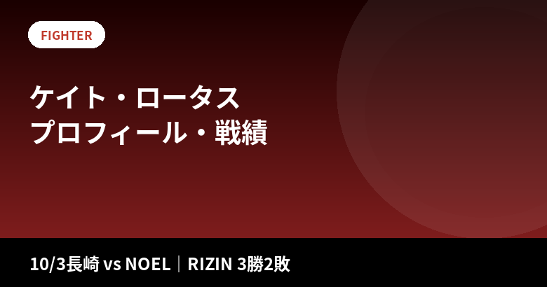 ケイト・ロータスのプロフィール・戦績｜RIZIN3勝2敗、10/3長崎でNOEL戦